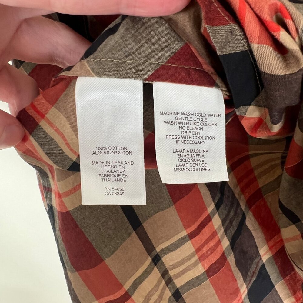 Vintage 90s Y2K Plaid Print Button Down Shirt Top Blouse Fall Christmas Preppy - Picture 3 of 7